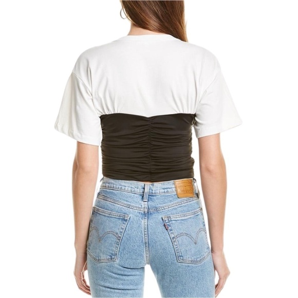 𝅺black / White Corset Crop Top - Picture 2 of 4